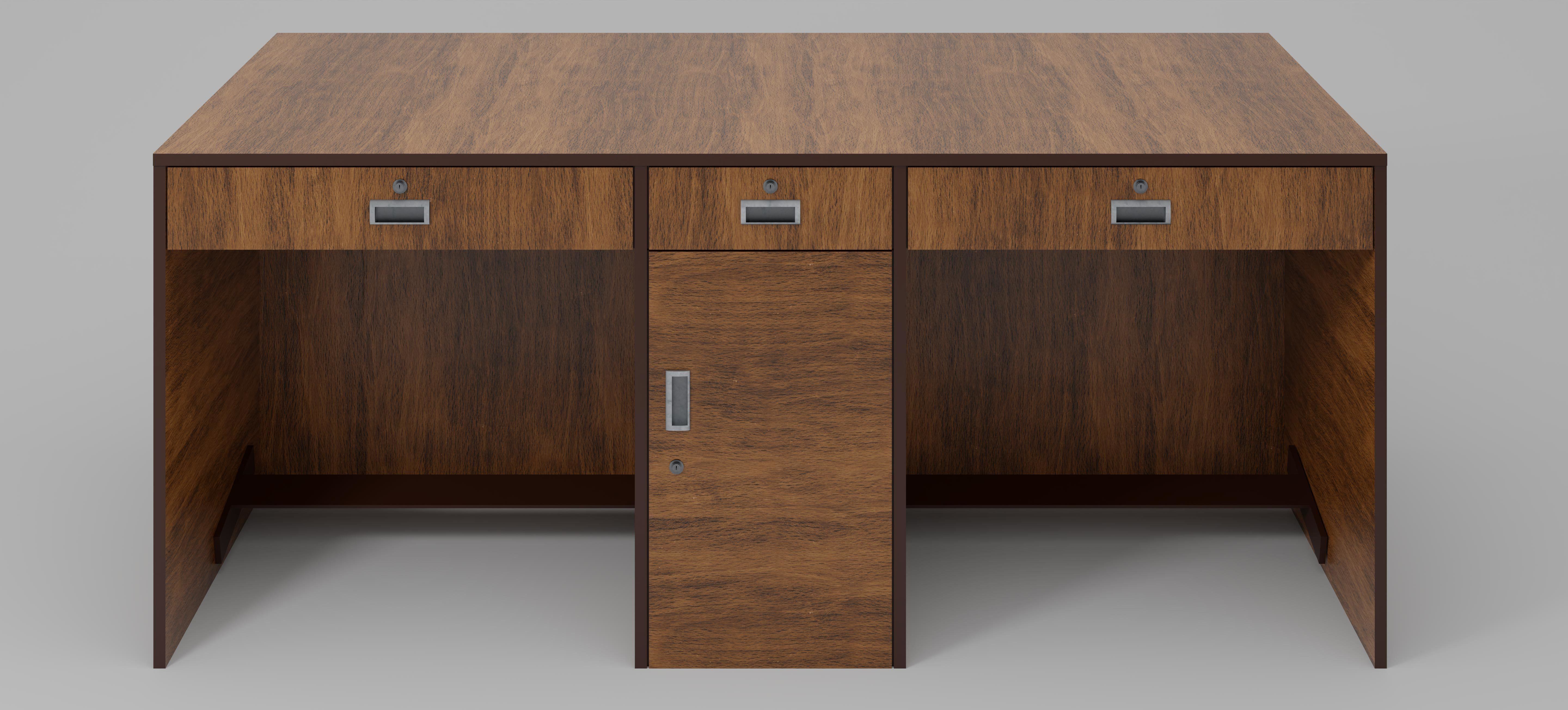 Wooden Office Table 3D model_4