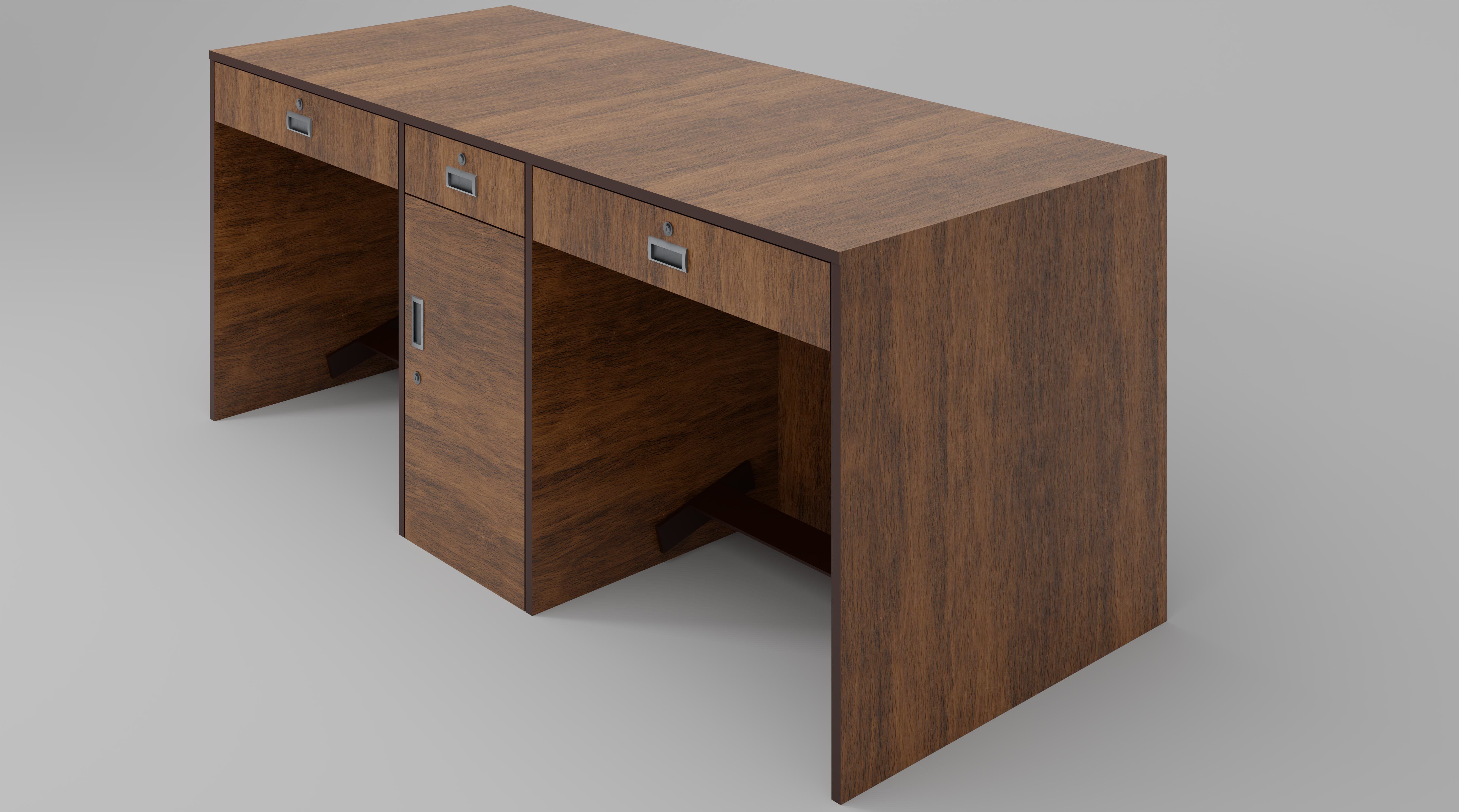 Wooden Office Table 3D model_5