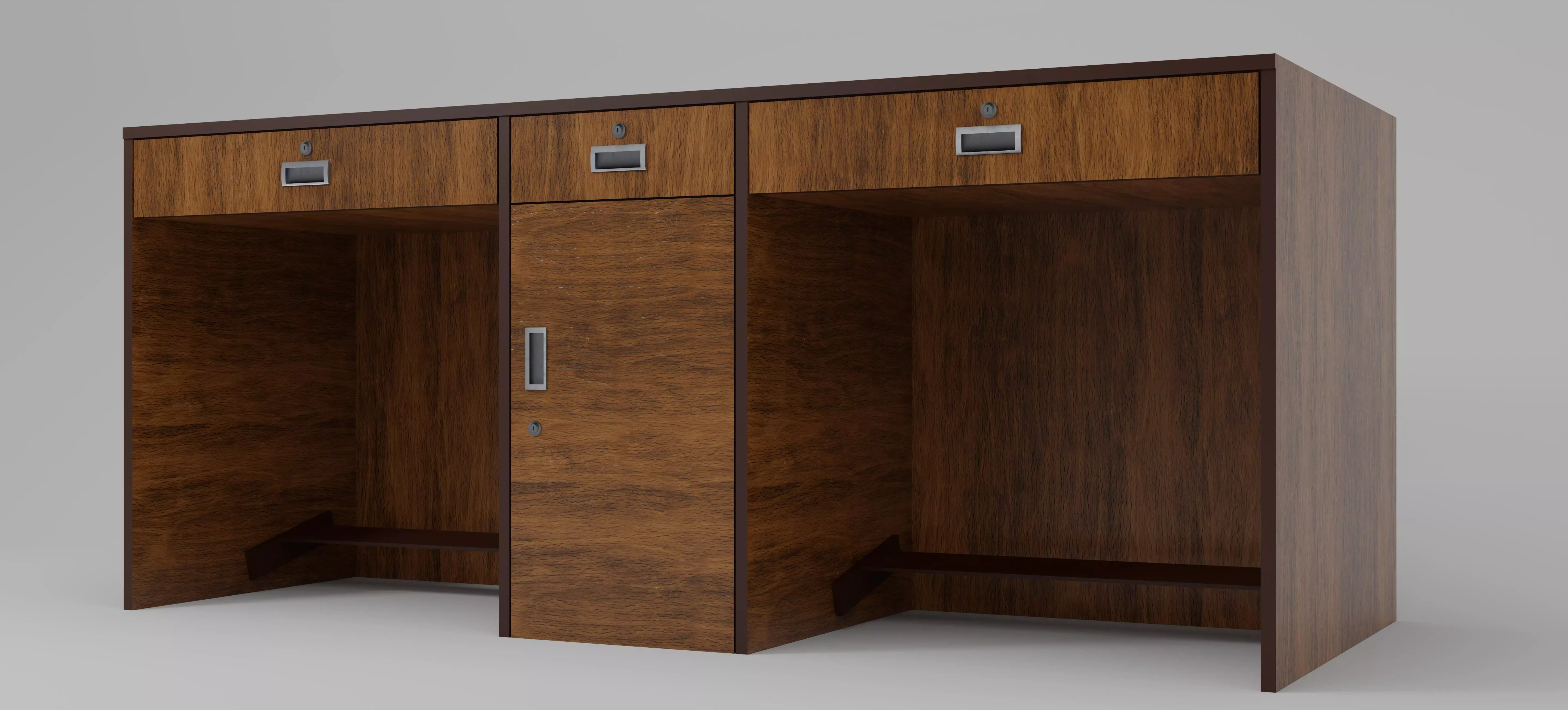 Wooden Office Table 3D model_0