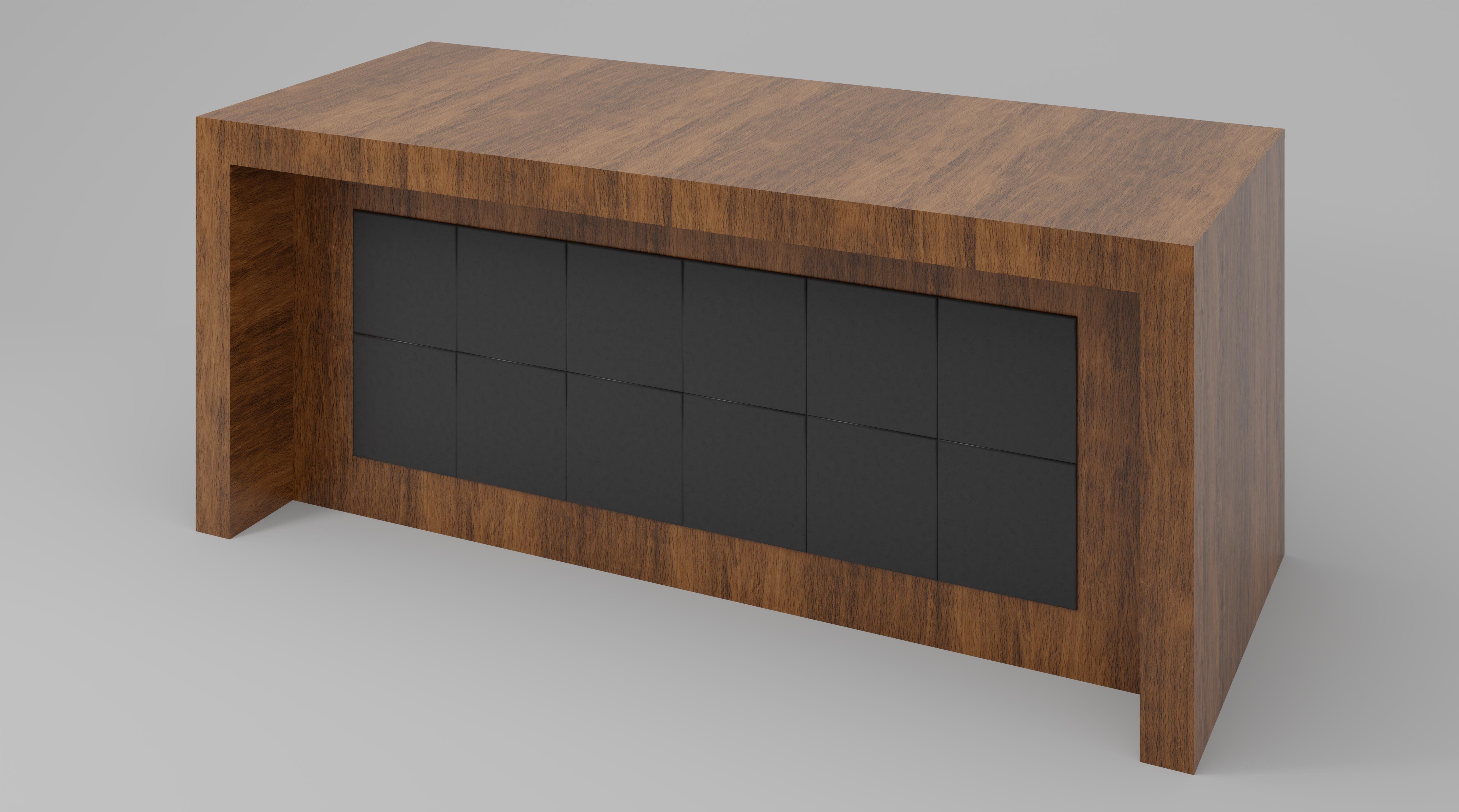 Wooden Office Table 3D model_3
