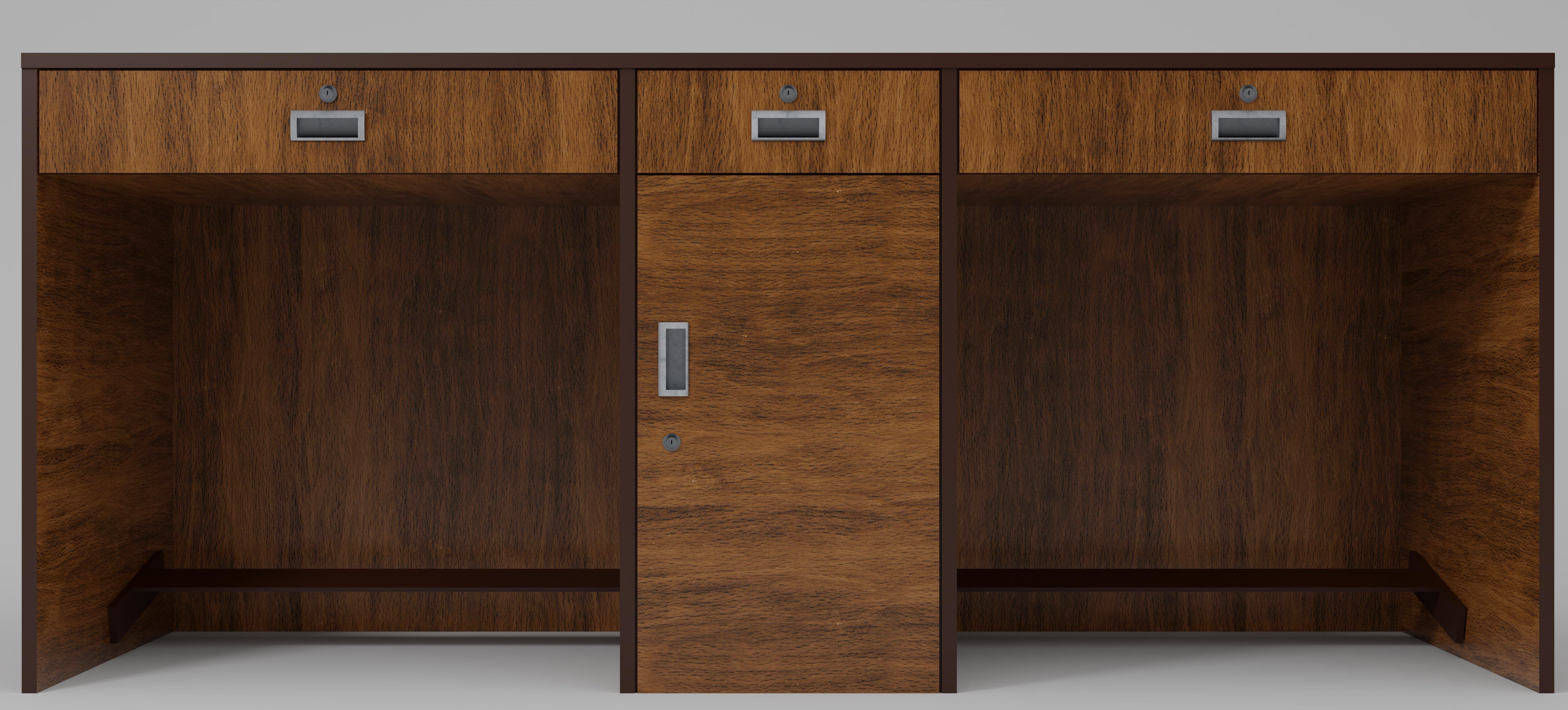 Wooden Office Table 3D model_1