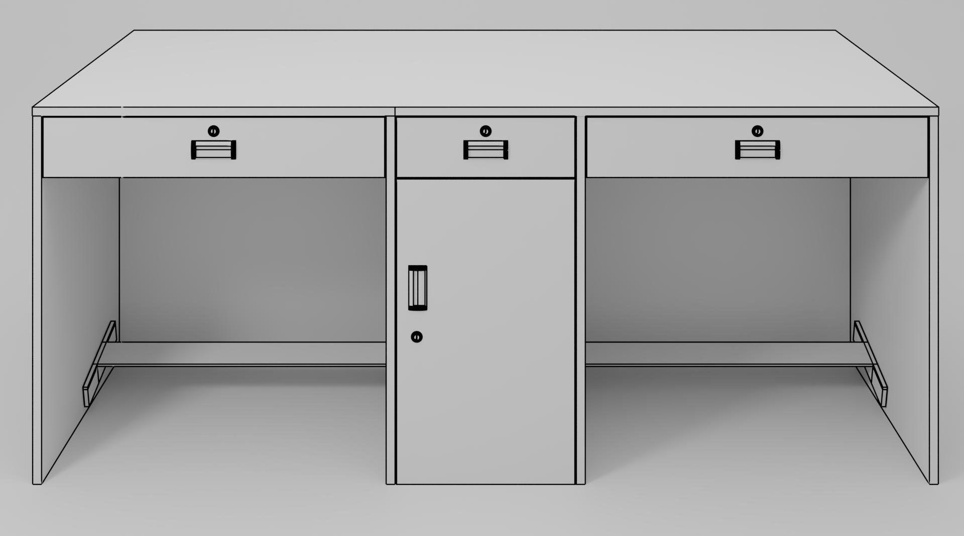 Wooden Office Table 3D model_7
