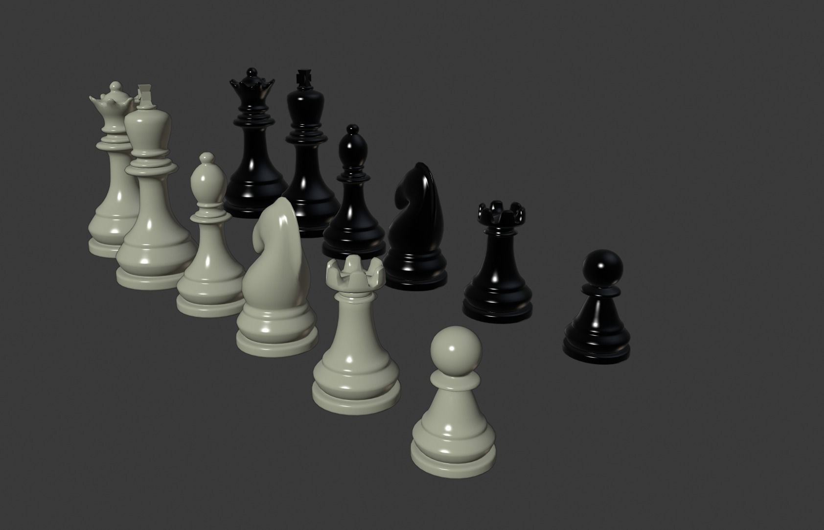Chess Pieces  Low-poly 3D model_6