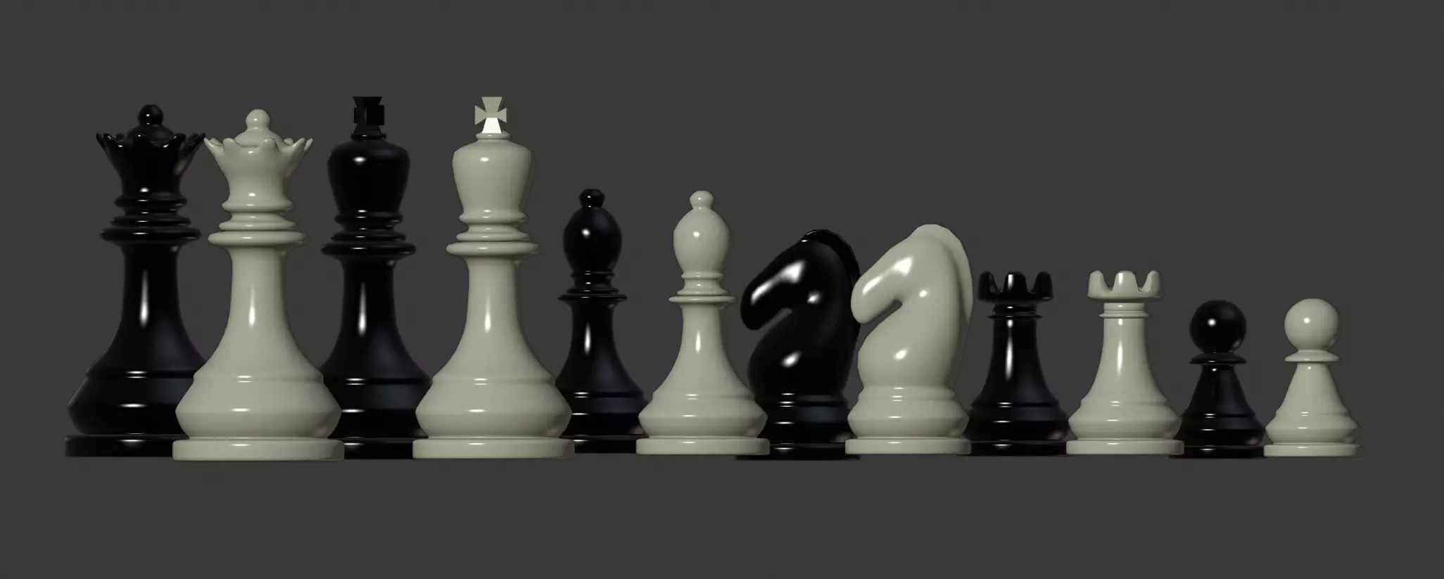Chess Pieces  Low-poly 3D model_0