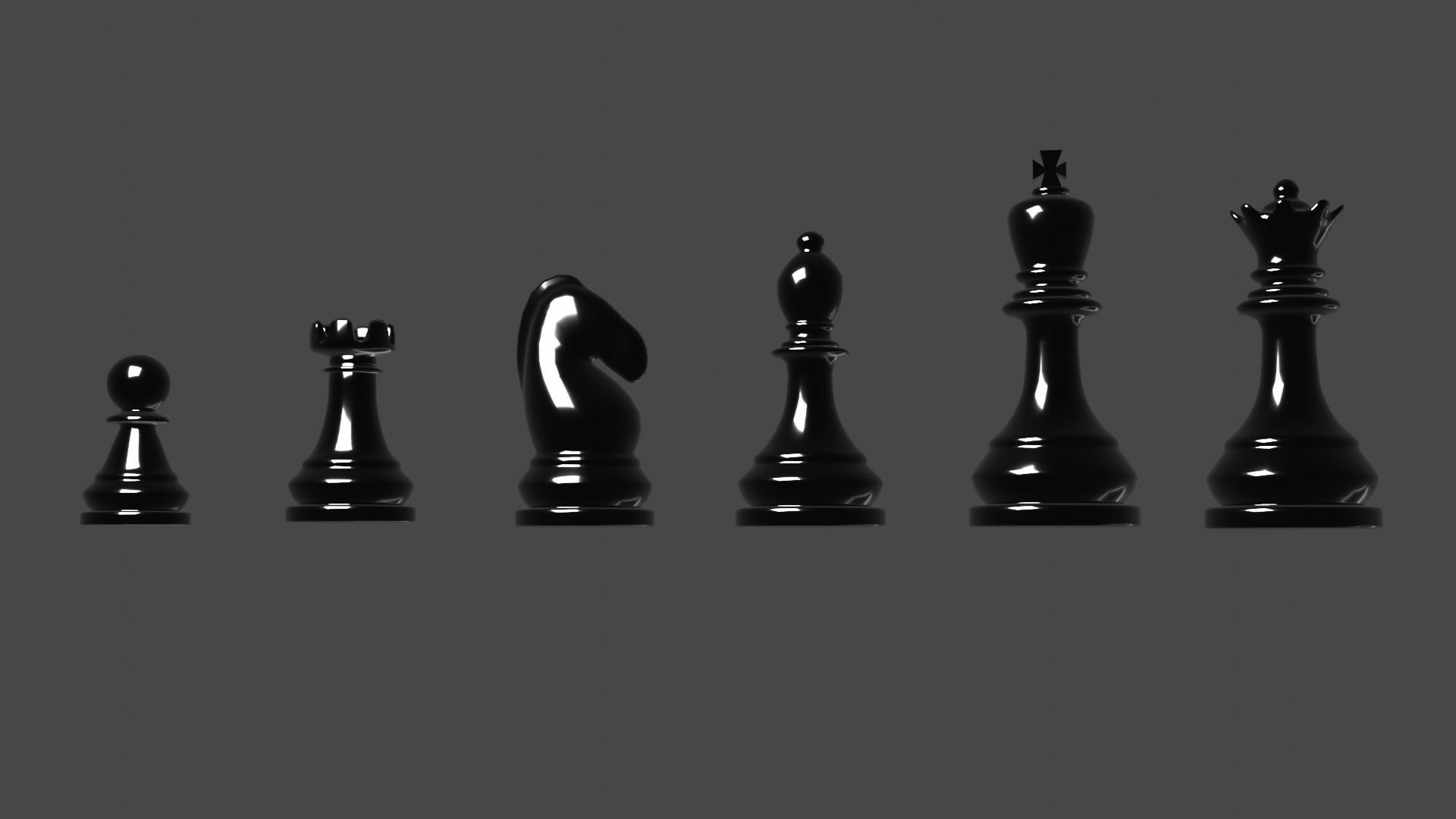 Chess Pieces  Low-poly 3D model_1