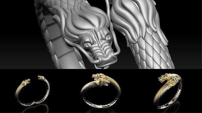 Dragon Gothic Jewelry Bracelet  3D Model -DGJB1 3D Model Collection