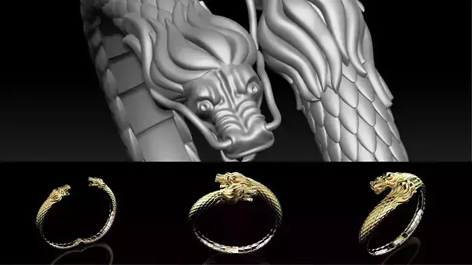 Dragon Gothic Jewelry Bracelet  3D Model -DGJB1