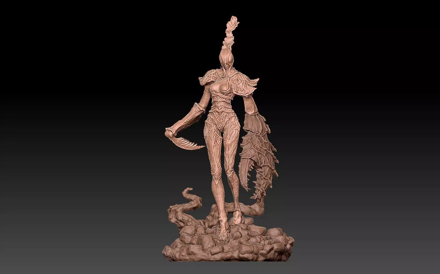 Ghostmantis monster girl character creature 3D printable 3D print model_0