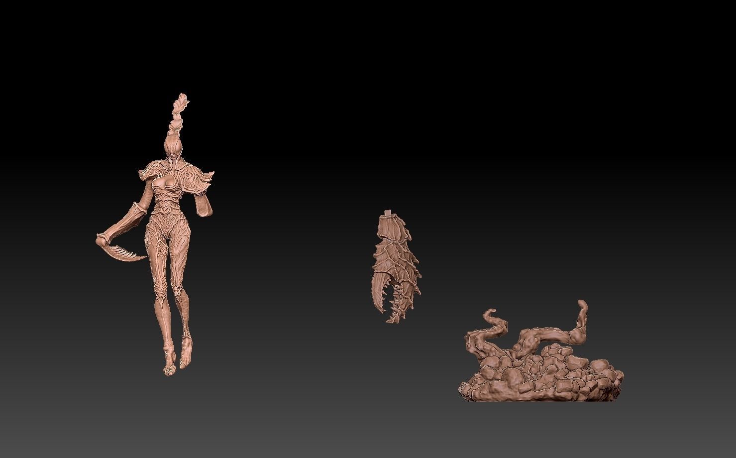 Ghostmantis monster girl character creature 3D printable 3D print model_8