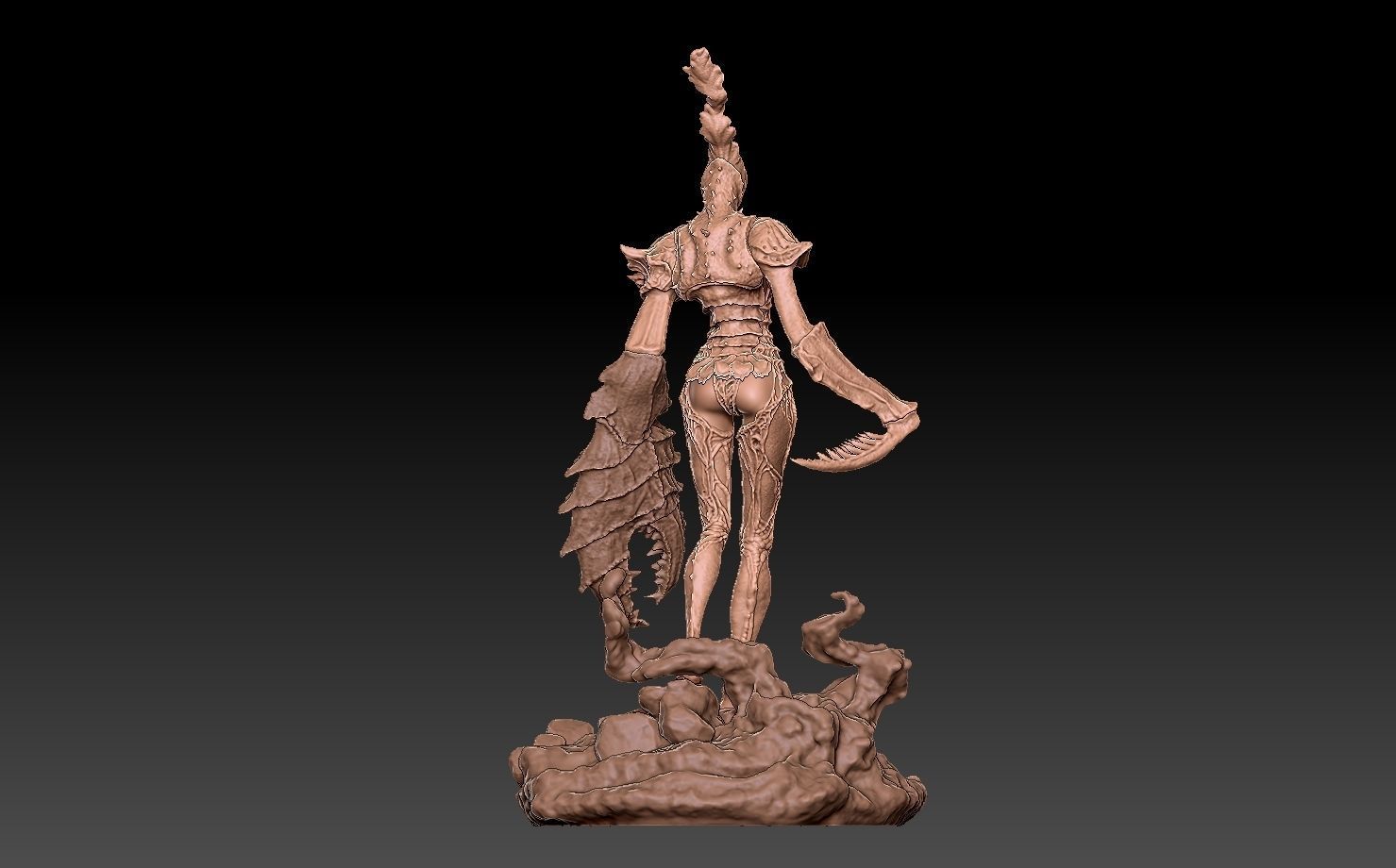 Ghostmantis monster girl character creature 3D printable 3D print model_2