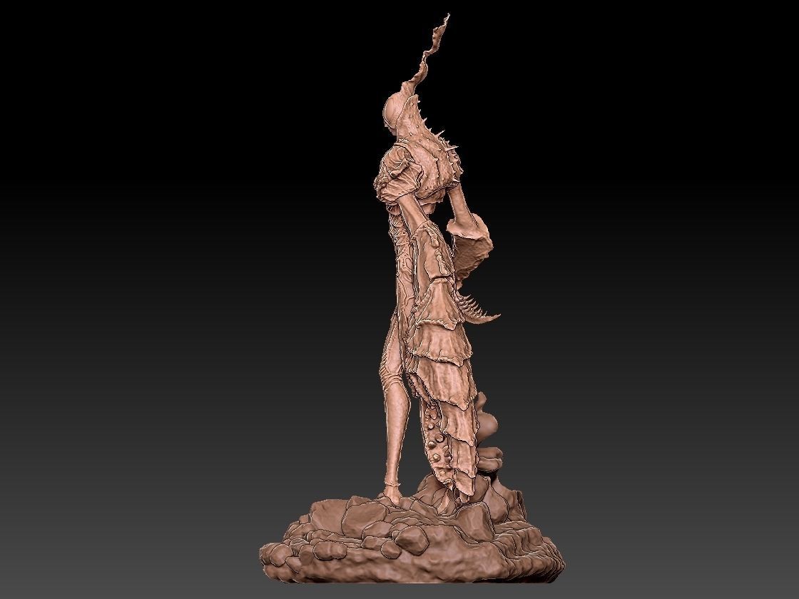 Ghostmantis monster girl character creature 3D printable 3D print model_1