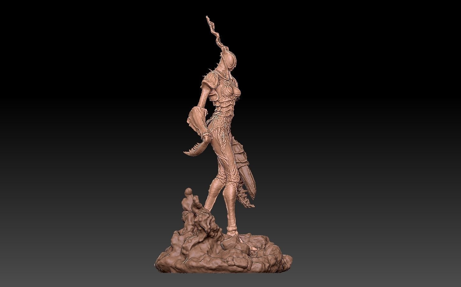 Ghostmantis monster girl character creature 3D printable 3D print model_3