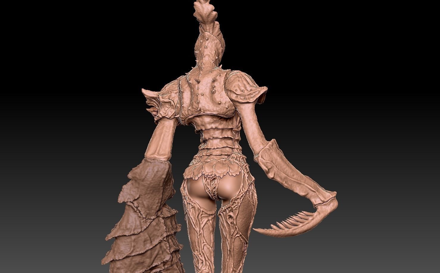 Ghostmantis monster girl character creature 3D printable 3D print model_4