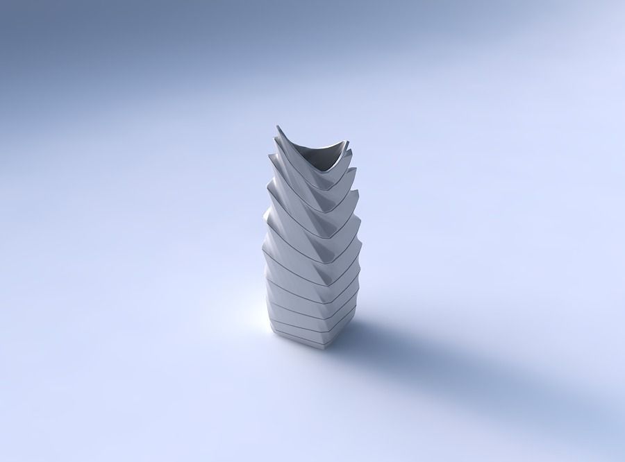 Vase double arc rectangle with horizontal dents and twisted d... 3D print model_3