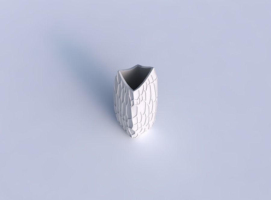 Vase double arc rectangle with organic dents 3D print model_1