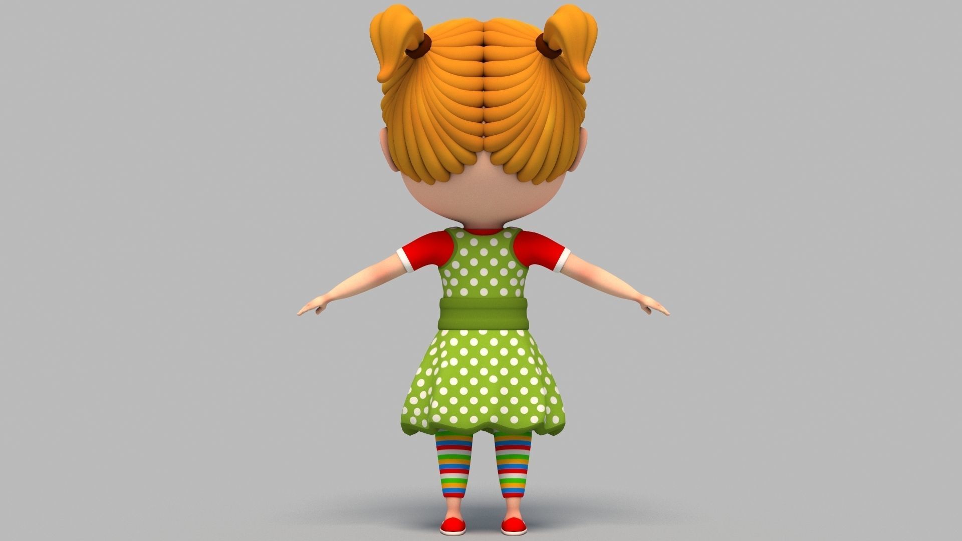 Cartoon Girl - Rigged 3D model_4