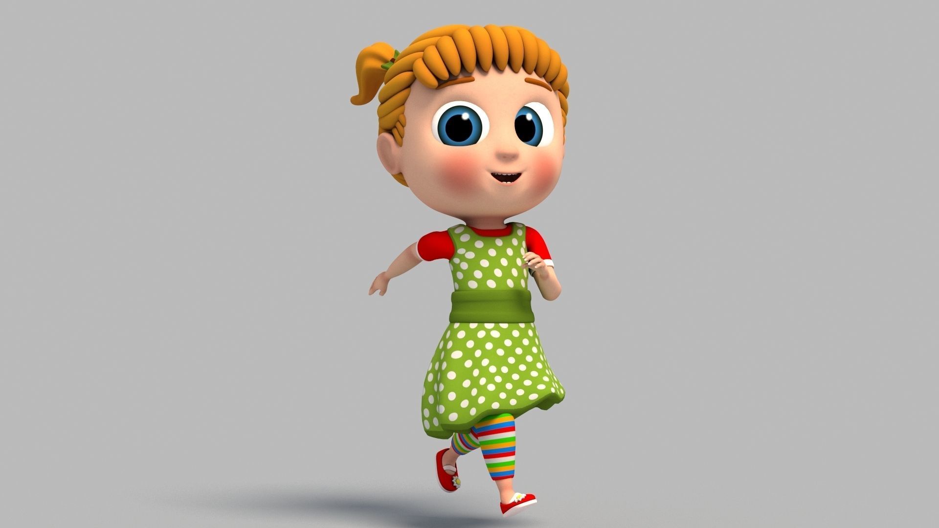 Cartoon Girl - Rigged 3D model_6