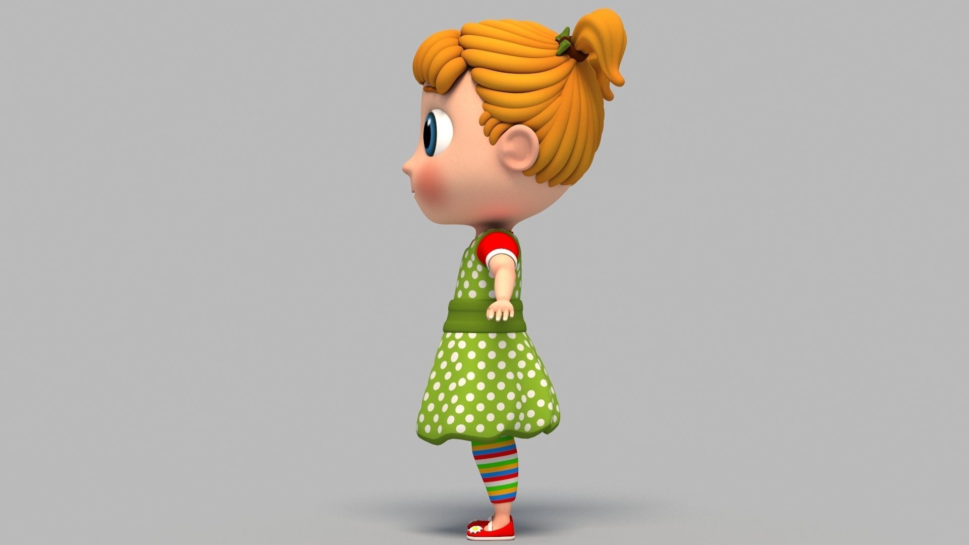 Cartoon Girl - Rigged 3D model_3