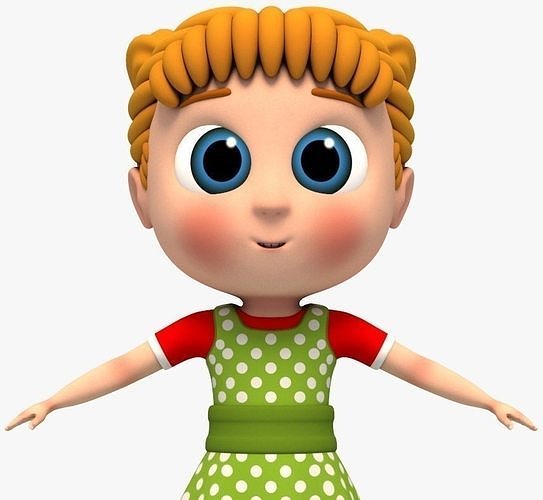 Cartoon Girl - Rigged 3D model