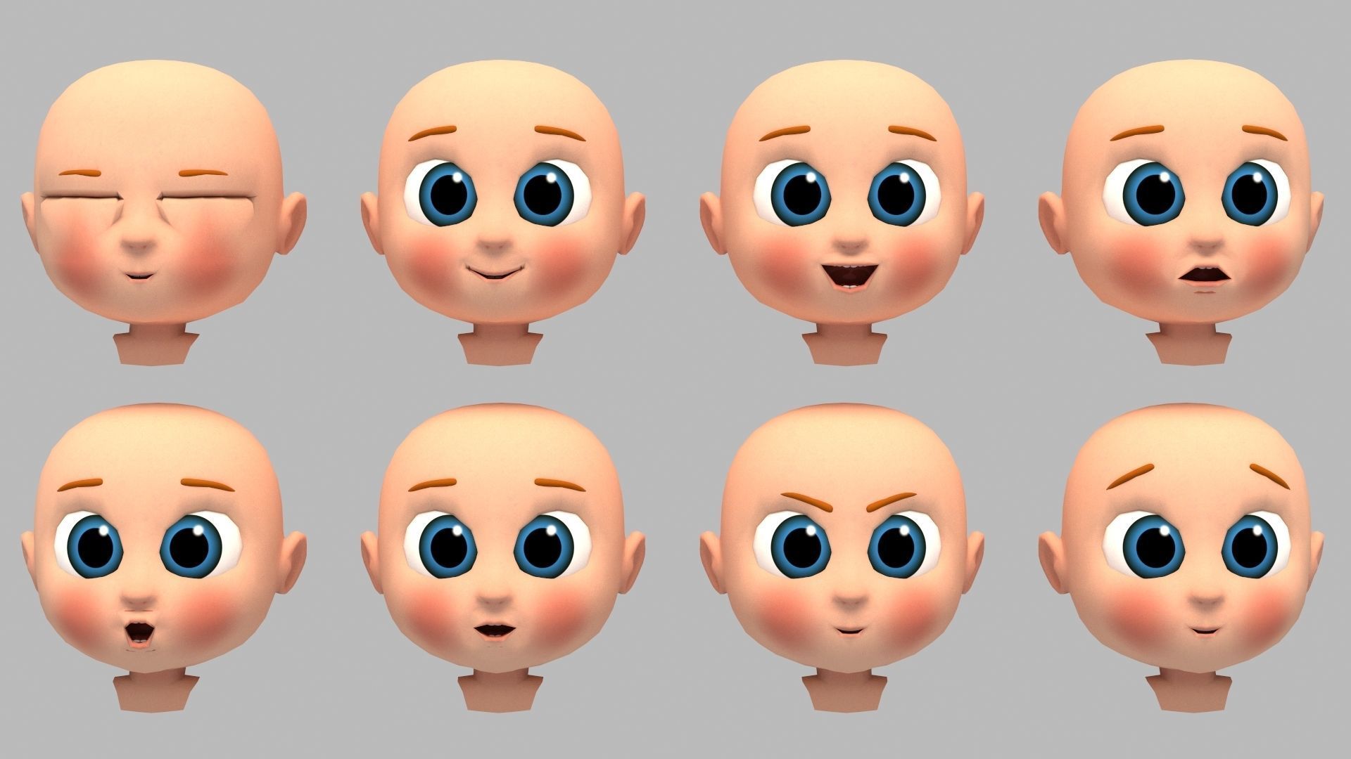 Cartoon Girl - Rigged 3D model_7