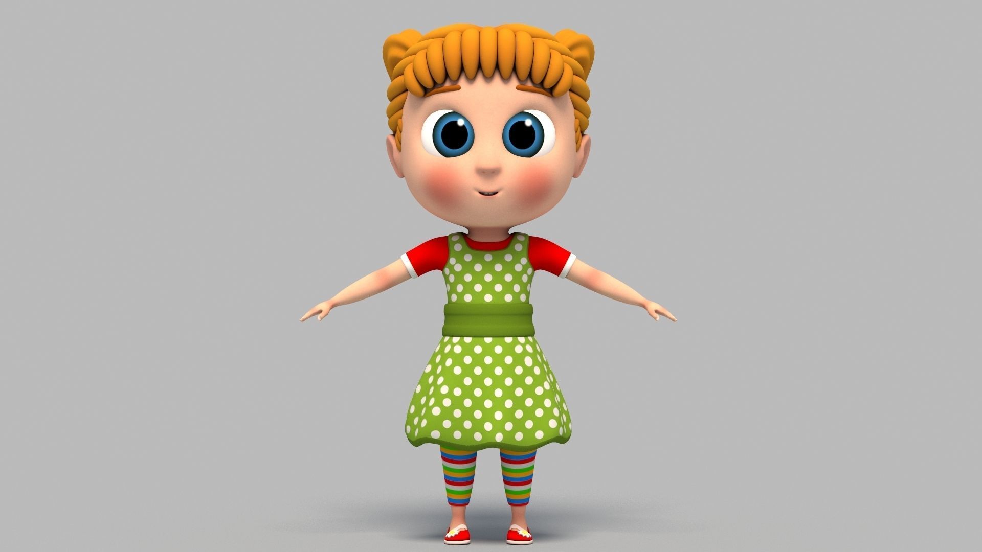 Cartoon Girl - Rigged 3D model_2