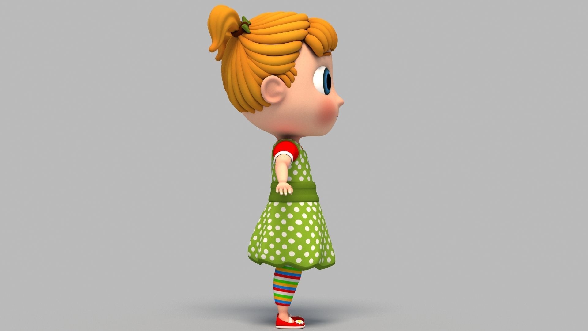 Cartoon Girl - Rigged 3D model_5