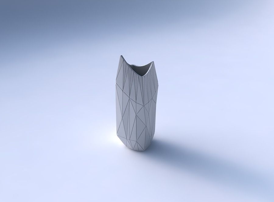 Vase double arc rectangle with random triangle plates 2 3D print model_3