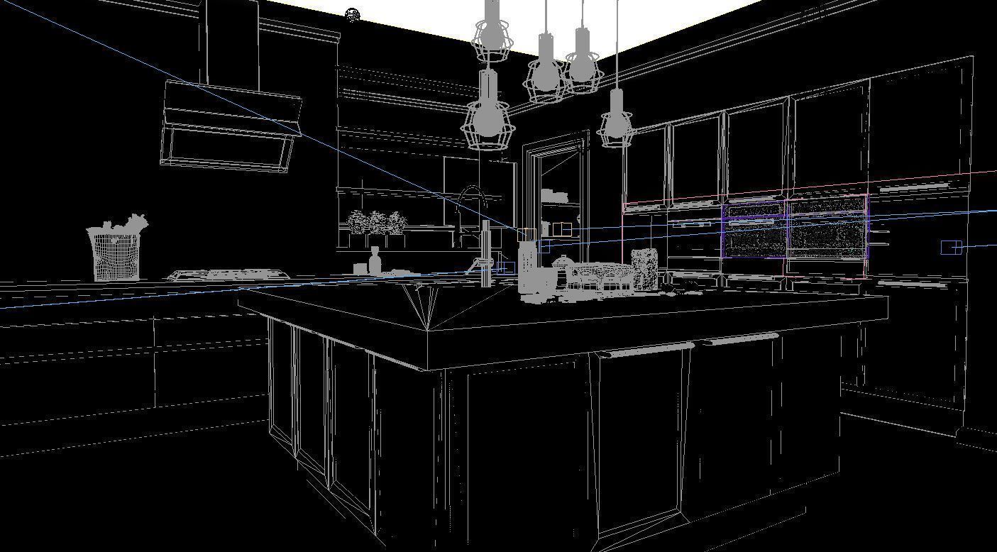Kitchen Large with Island 3D model_2