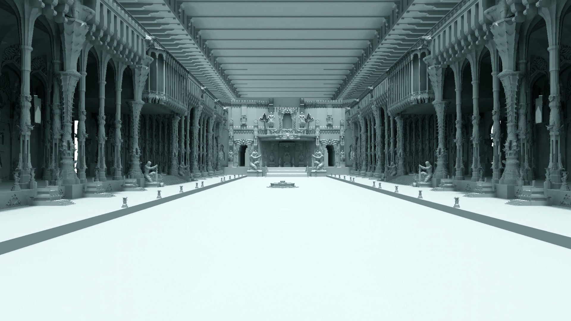 Durbar king court darbar fort interior 3d model 3D model_11