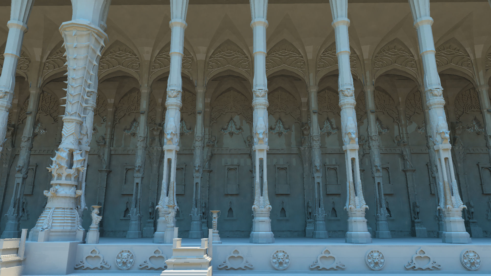 Durbar king court darbar fort interior 3d model 3D model_7