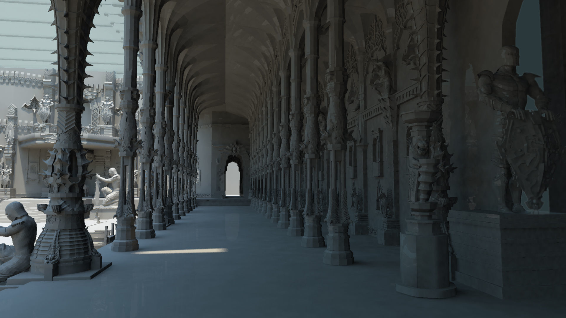 Durbar king court darbar fort interior 3d model 3D model_2
