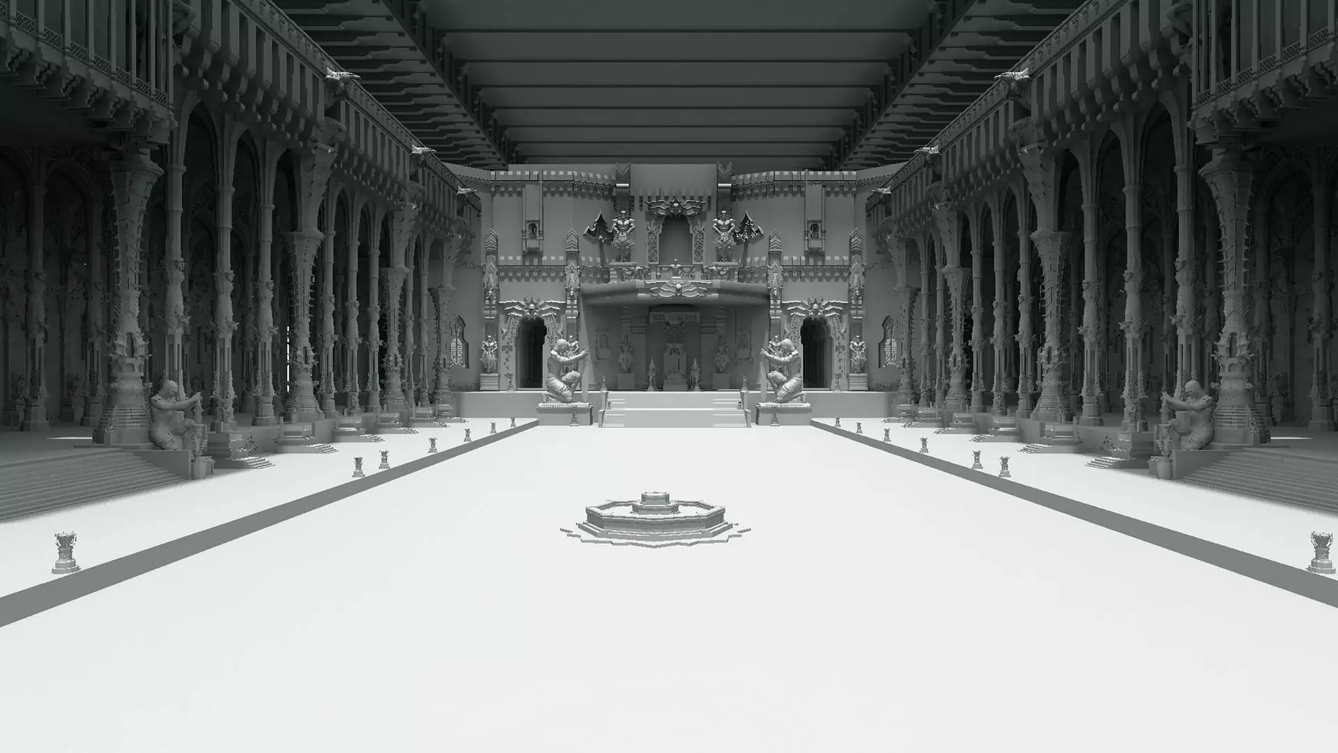 Durbar king court darbar fort interior 3d model 3D model_0