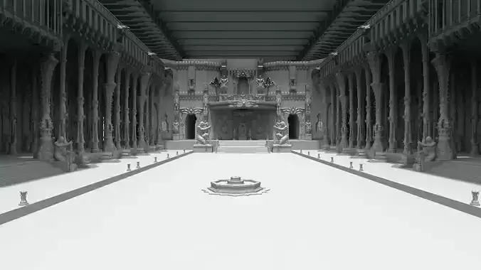 Durbar king court darbar fort interior 3d model