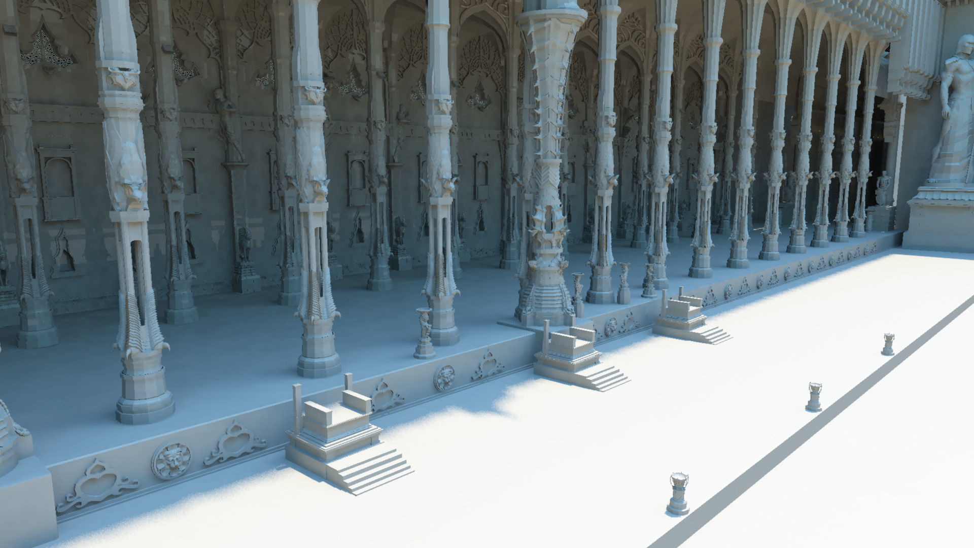 Durbar king court darbar fort interior 3d model 3D model_6