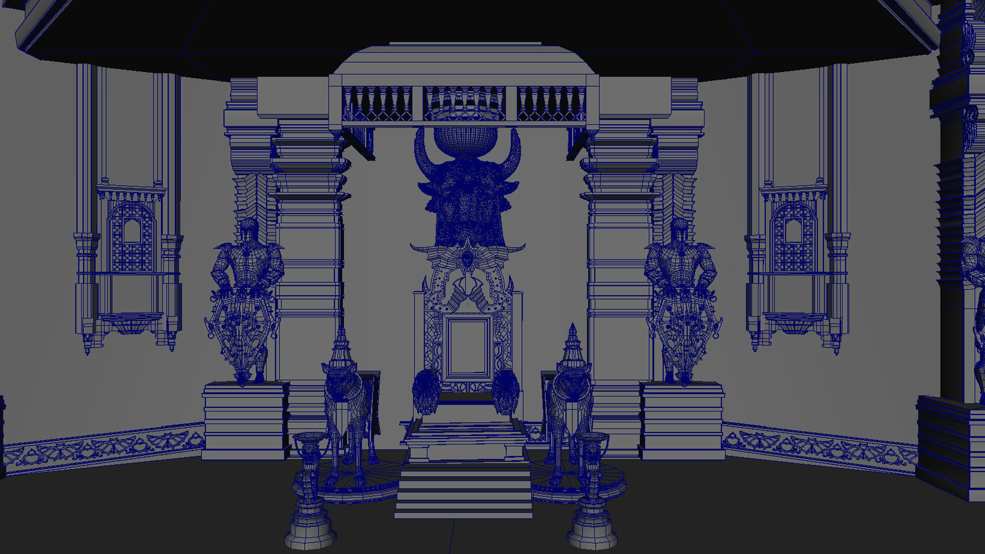 Durbar king court darbar fort interior 3d model 3D model_17