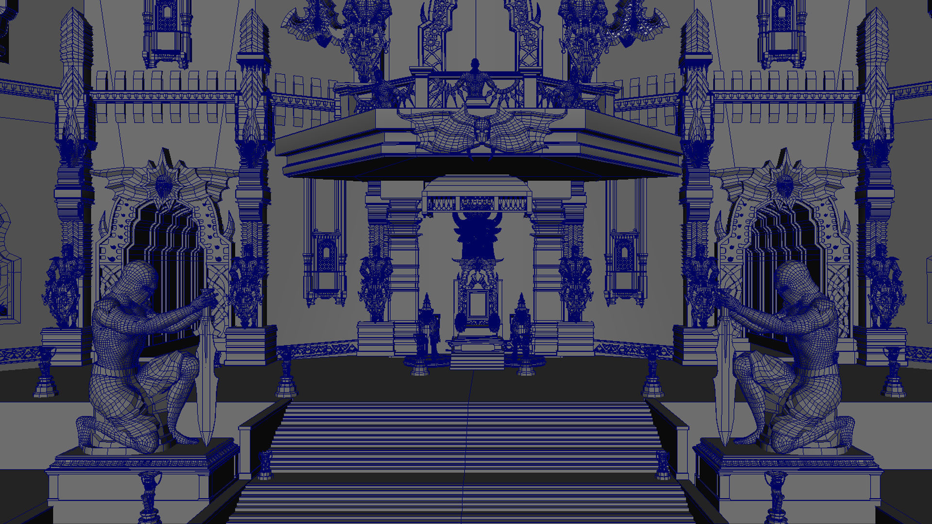 Durbar king court darbar fort interior 3d model 3D model_16