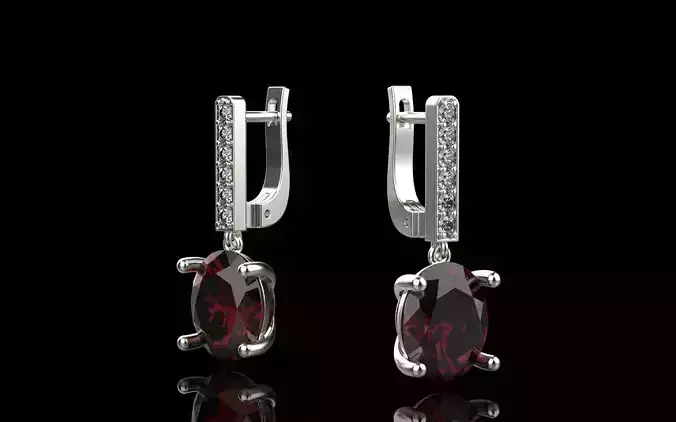 Earring with oval gem