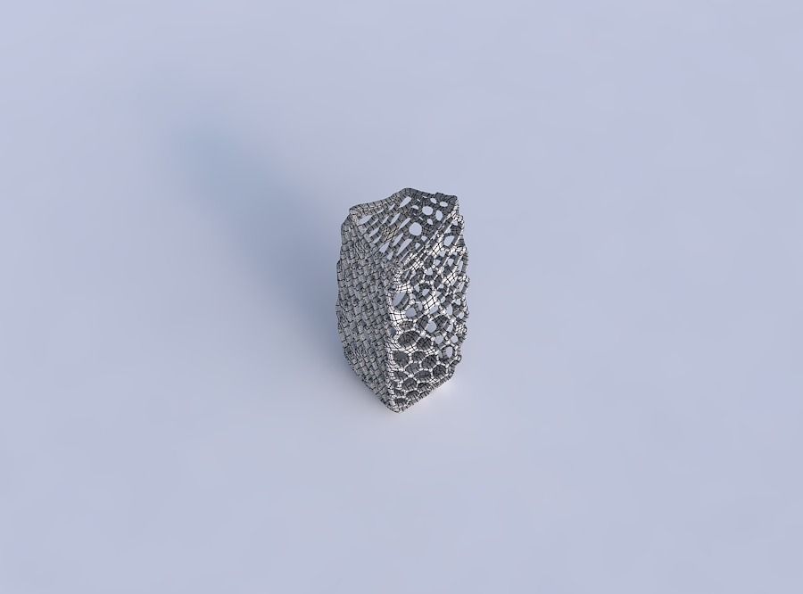 Vase double arc rectangle with twisted dense organic lattice 3D print model_6