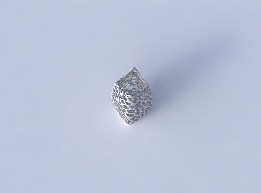 Vase double arc rectangle with twisted dense organic lattice 3D print model_2