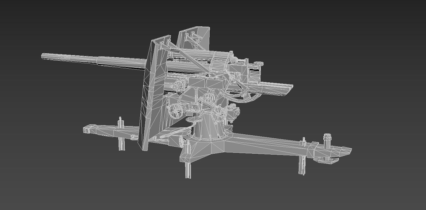 88 Flak Gun WW2 Game-Ready Low-poly 3D model_5