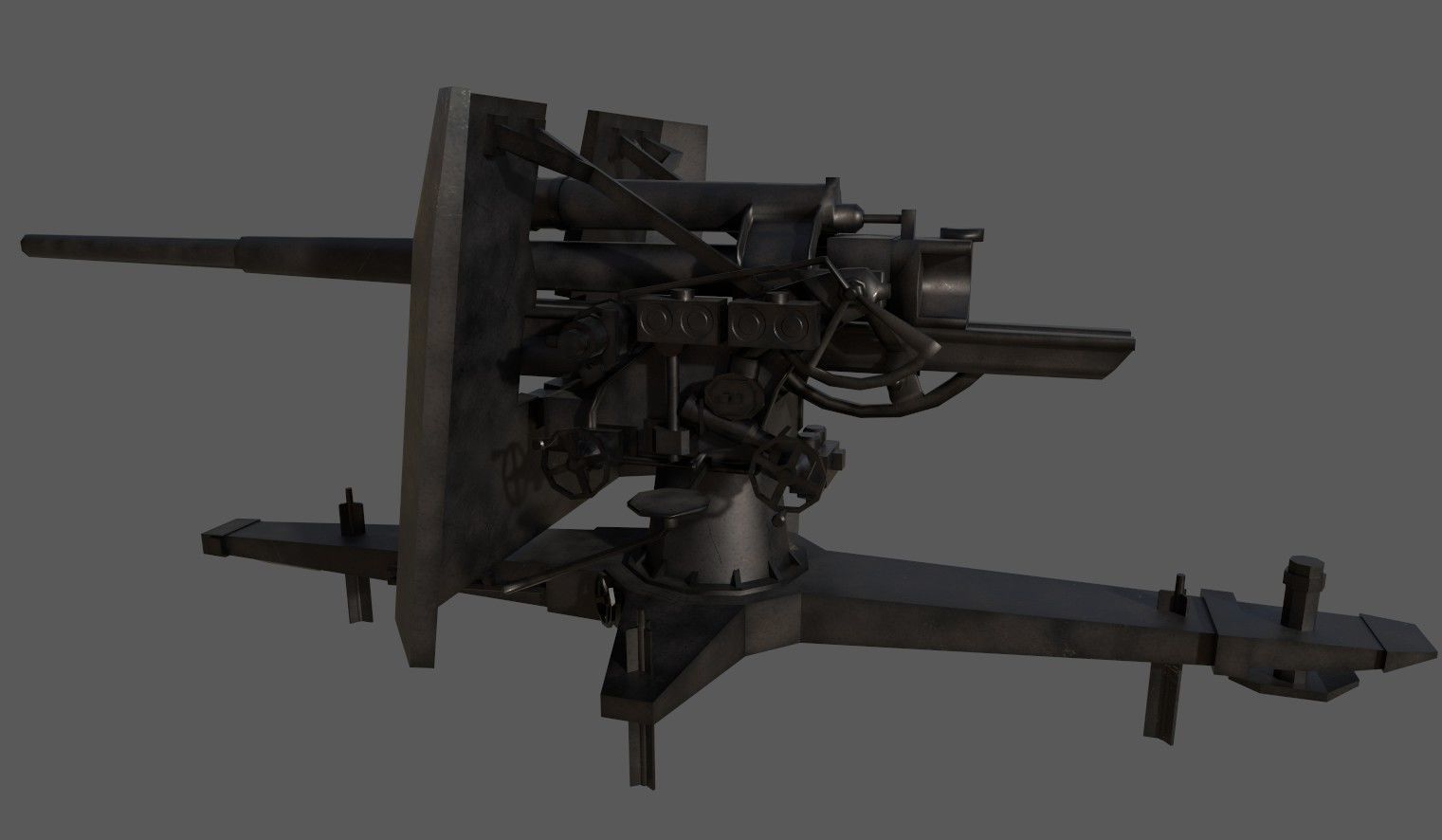 88 Flak Gun WW2 Game-Ready Low-poly 3D model_2