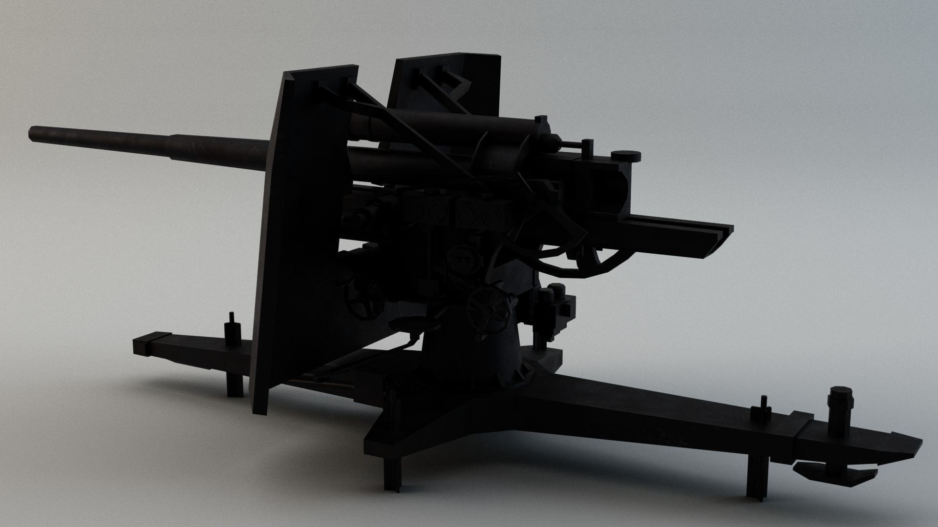 88 Flak Gun WW2 Game-Ready Low-poly 3D model_4
