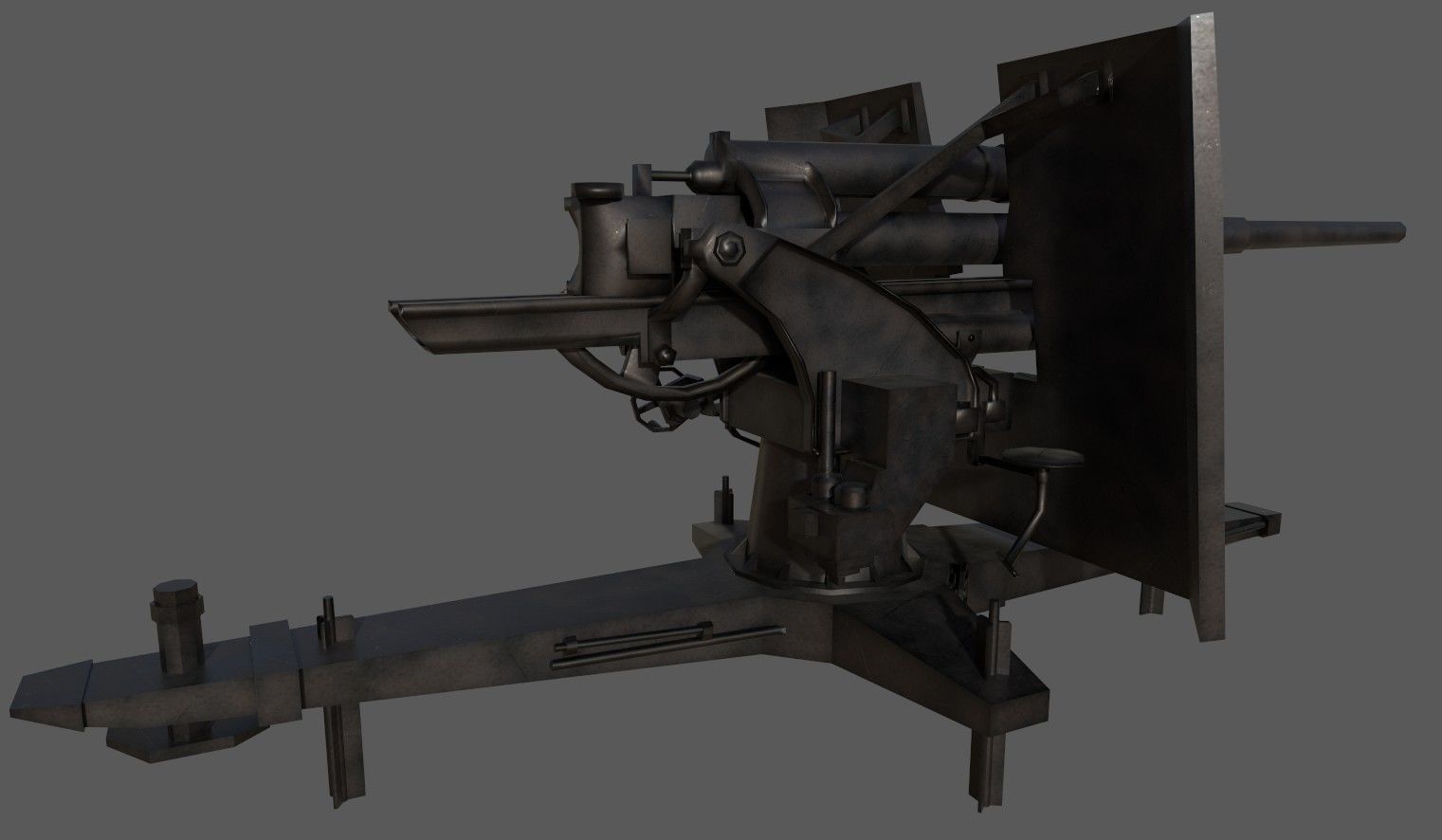 88 Flak Gun WW2 Game-Ready Low-poly 3D model_3