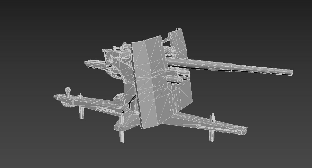 88 Flak Gun WW2 Game-Ready Low-poly 3D model_6