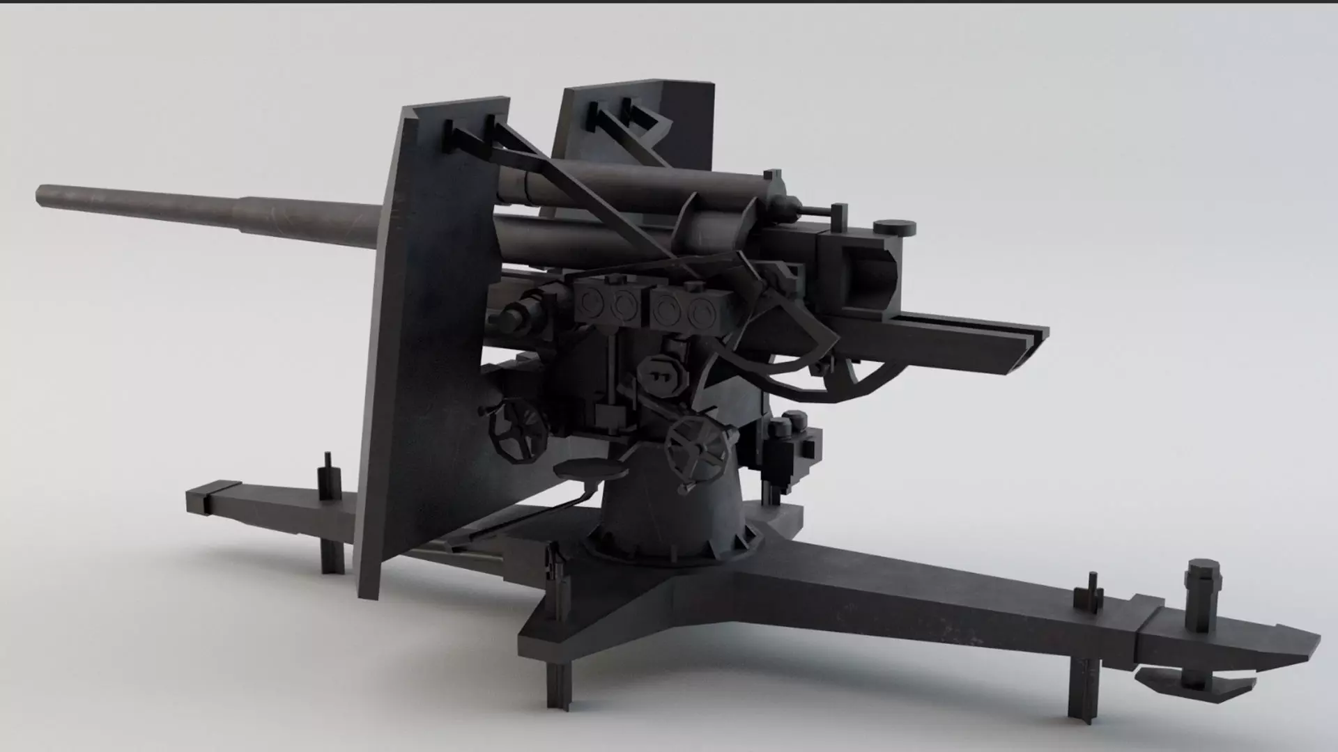 88 Flak Gun WW2 Game-Ready Low-poly 3D model_0
