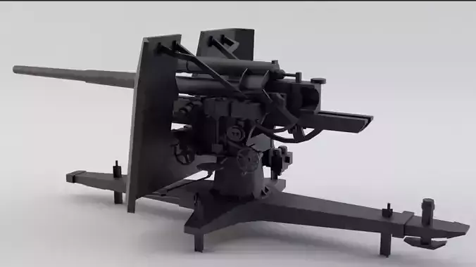 88 Flak Gun WW2 Game-Ready Low-poly 3D model