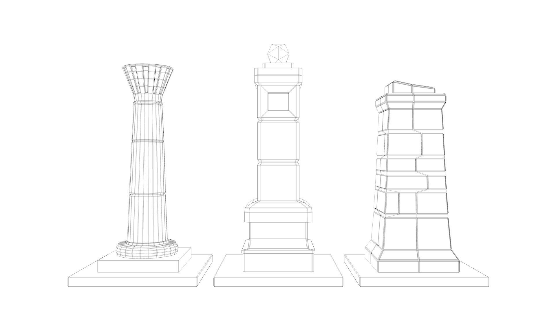 Low-poly Pillars light tower 3D Model Collection_3