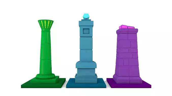 Low-poly Pillars light tower 3D Model Collection
