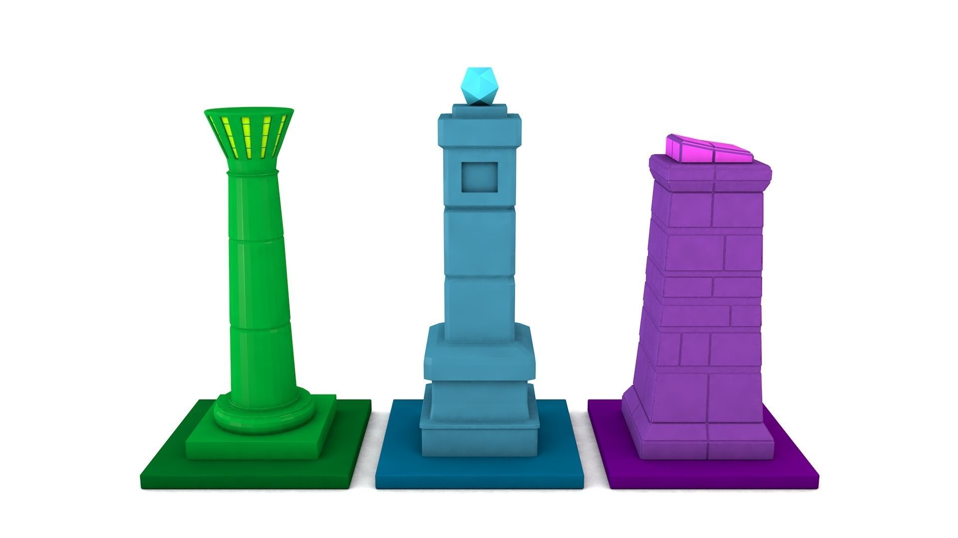 Low-poly Pillars light tower 3D Model Collection_1