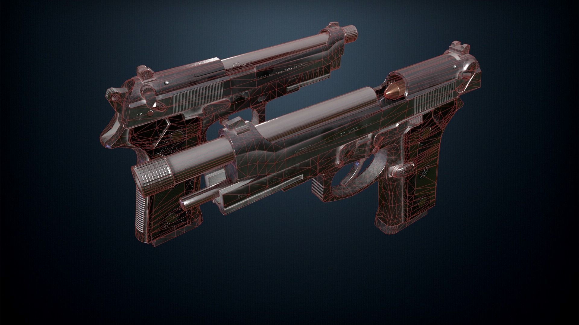 Beretta M9A3 pistol Low-poly 3D model_4